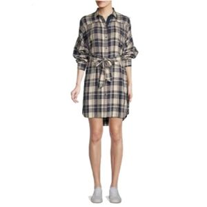 ATM Anthony Thomas Melillo Navy Beige Dress Shirt